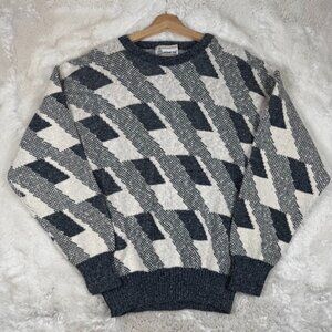 Vintage London Fog Sweater Men’s Medium Blend Geometric 80s 90s Made In USA